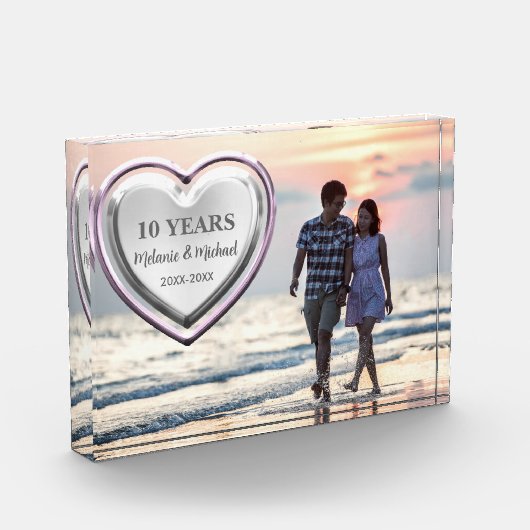 甘い独身のハート写真10thまたは任意の記念日 フォトブロック (左)