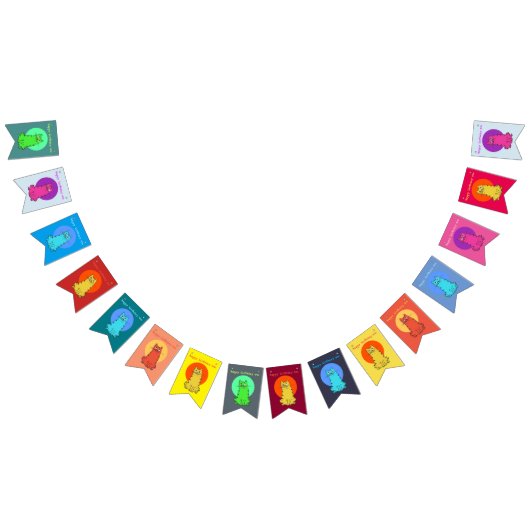 甘い猫ちゃんおもしろい猫フェスティバルカスタム色 バンティングフラッグ (全)