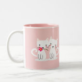 甘い猫のパーソナライズなバレンタインデー ツートーンマグカップ (左)