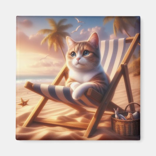 甘い猫のマグネットギフト、猫好きギフト マグネット (正面)