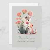 甘い猫の母と子猫 サンキューカード (正面/裏面)