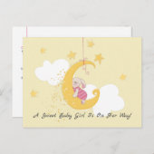 甘い男の子うさぎ月の赤ちゃんシャワー インビテーションポストカード (正面/裏面)