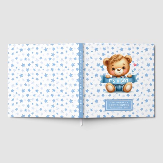 甘い男の子テディベアのゲストブックの小さな男の子だ ゲストブック (全面)