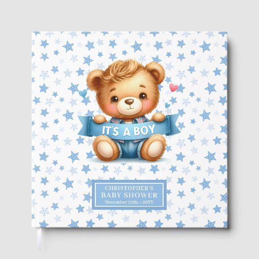 甘い男の子テディベアのゲストブックの小さな男の子だ ゲストブック (正面)