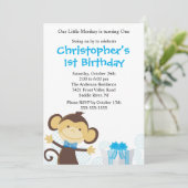 甘い男の子猿の誕生日の招待状 招待状 (スタンド正面)
