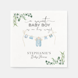 甘い男の赤ちゃんが彼の道を行くランドリーブルー スタンダードカクテルナプキン