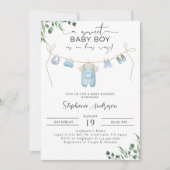 甘い男の赤ちゃんが彼の道を行くランドリーブルー 招待状 (正面)