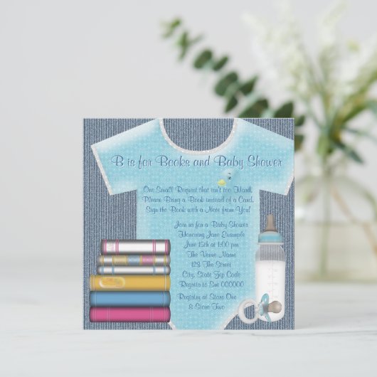 甘い男の赤ちゃんが本の赤ちゃんシャワーを持ってくる 招待状 (スタンド正面)