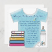 甘い男の赤ちゃんが本の赤ちゃんシャワーを持ってくる 招待状 (正面/裏面)