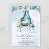 甘い男の赤ちゃんが赤ちゃんシャワーを浴びている 招待状 (正面/裏面)