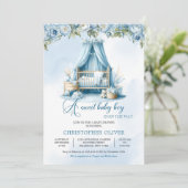 甘い男の赤ちゃんが途中のベビーのcribフローラ 招待状 (スタンド正面)