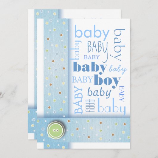 甘い男の赤ちゃんの一流のベビーシャワーの招待状 招待状 (正面/裏面)