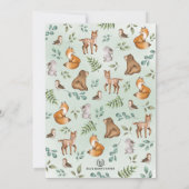 甘い男の赤ちゃんウッドランドフォレストアニマルズシャワー 招待状 (裏面)