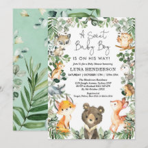 甘い男の赤ちゃんウッドランドフォレストアニマルズベビーシャワー