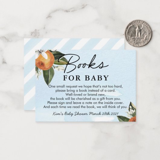 甘い男の赤ちゃんクレメンチンシャワーブックベビー ノートカード (正面/裏面インサイチュ)