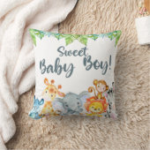 甘い男の赤ちゃんサファリ動物の赤ちゃんシャワー枕。 クッション (ブランケット)