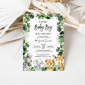 甘い男の赤ちゃんジャングルサファリ動物の赤ちゃんシャワー 招待状