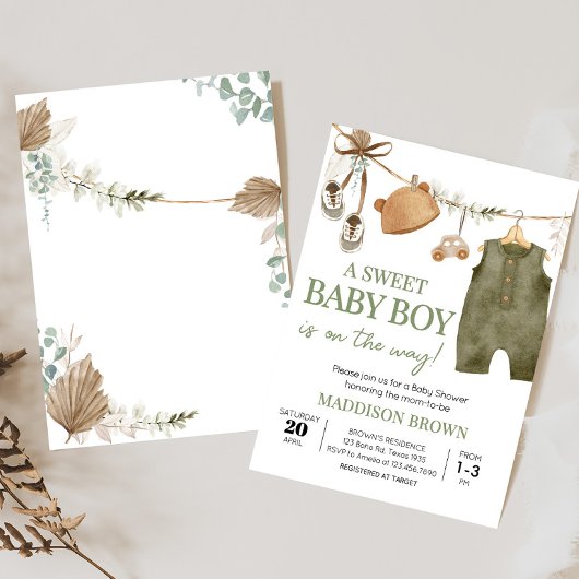 甘い男の赤ちゃんボホ衣服赤ちゃんシャワー 招待状