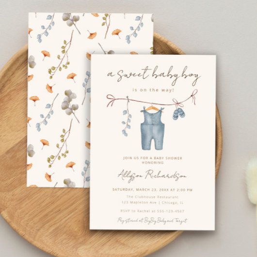 甘い男の赤ちゃんボホ赤ちゃん服シャワー 招待状