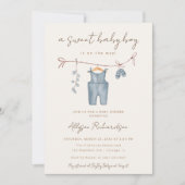 甘い男の赤ちゃんボホ赤ちゃん服シャワー 招待状 (正面)