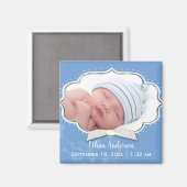 甘い男の赤ちゃん写真の誕生のお知らせ マグネット (正面/裏面)