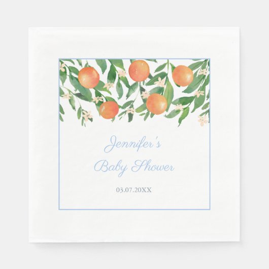 甘い男の赤ちゃん柑橘系オレンジ赤ちゃんシャワーパーティー スタンダードランチョンナプキン (正面)