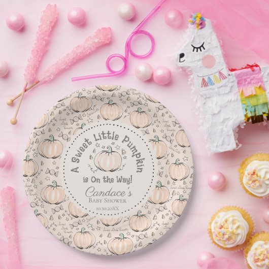 甘い男女兼用小さなかぼちゃの赤ちゃんシャワー ペーパープレート (パーティー)