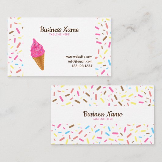 甘い白いつや消しがアイスクリームショップ 名刺 (正面/裏面)