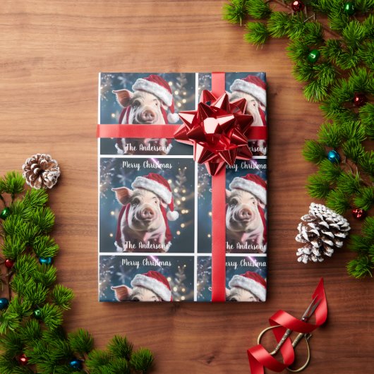 甘い白いピギークリスマス ラッピングペーパー (クリスマスギフト)