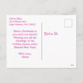 甘い白い子猫のクリスマスパーソナライズされた シーズンポストカード (裏面)