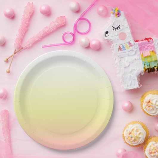 甘い白い黄色のピンク色のグラデーシグラデーションョン ペーパープレート (パーティー)