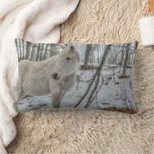 甘い白馬と冬の森の贈り物 ランバークッション (ブランケット)