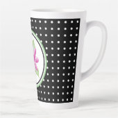 甘い白黒ポルカドット花ラテマグカップ カフェラテマグ (右)