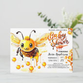 甘い瞬間ジェンダーニュートラルなミツバチ赤ちゃんシャワー 招待状 (スタンド正面)