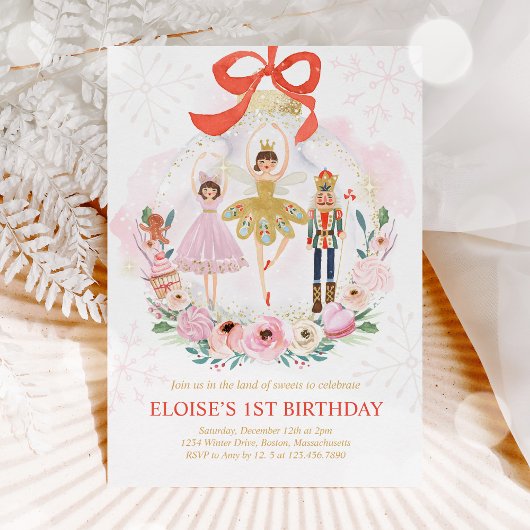 甘い砂糖のナツクラッカーランド梅の妖精の赤 招待状