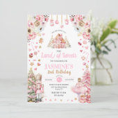 甘い砂糖のピンクの土地プラム妖精くるみ割り 招待状 (スタンド正面)