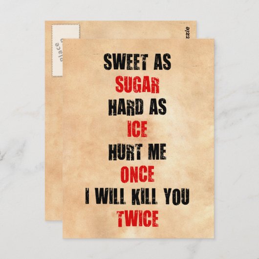甘い砂糖懸命の氷は、私があなたを殺した後、私を傷つけた ポストカード (正面/裏面)