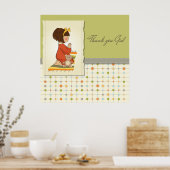 甘い祈りの少女、神様に感謝 ポスター (キッチン)