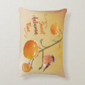 甘い秋のオレンジ柿の果実と鳥 アクセントクッション (裏面(縦))