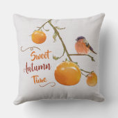 甘い秋のオレンジ柿の果実と鳥 クッション (裏面)