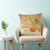 甘い秋のオレンジ柿の果実と鳥 クッション (椅子)