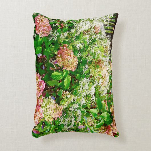 甘い秋のクレマチスとピンクアジサイ アクセントクッション (正面(垂直))