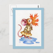 甘い秋 – かわいいマウスアートはがき ポストカード (正面/裏面)