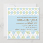 甘い空色のアーガイルそれは男の子のベビーシャワーです 招待状 (裏面)