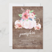 甘い素朴小さなかぼちゃの女の子の赤ちゃんシャワー 招待状 (正面)