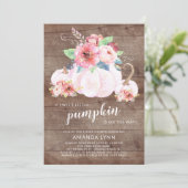 甘い素朴小さなかぼちゃの女の子の赤ちゃんシャワー 招待状 (スタンド正面)