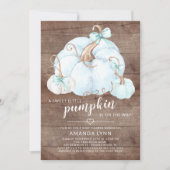 甘い素朴小さなかぼちゃ男の子ベビーシャワー 招待状 (正面)