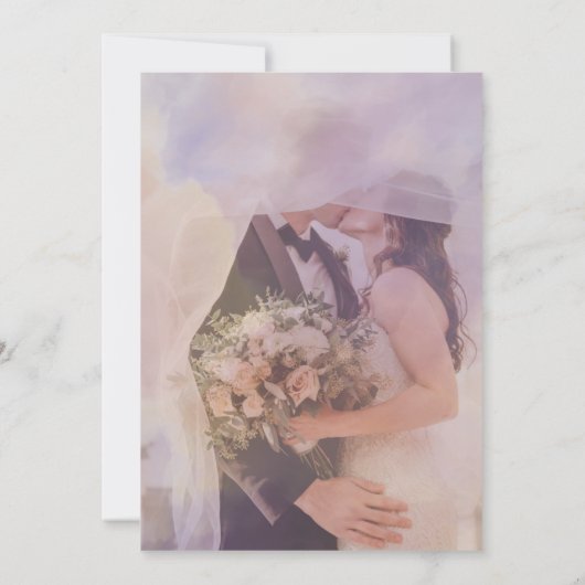 甘い紫のフローラ結婚式の日付カードを保存 招待状 (裏面)