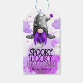 甘い紫の格言ハロウィーントリックまたは好意を扱う ギフトタグ (正面)