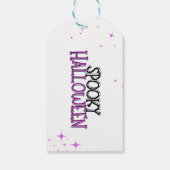 甘い紫の格言ハロウィーントリックまたは好意を扱う ギフトタグ (裏面)